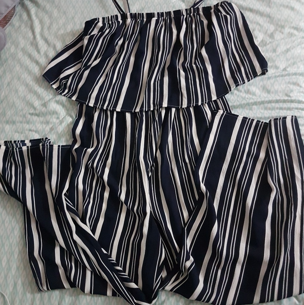 Blue and White Jumpsuit